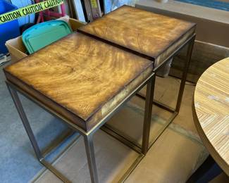 Marbled wood side tables