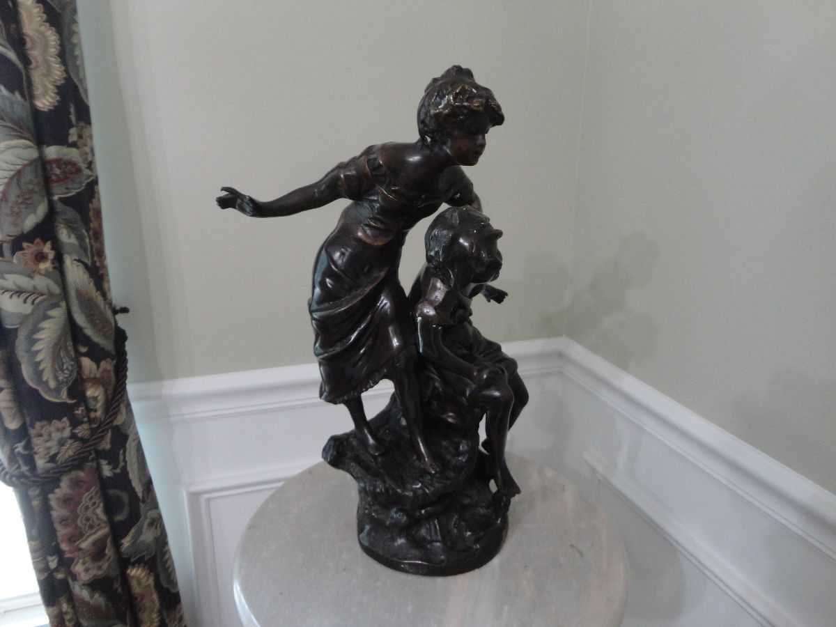 French "Curious Pair" by Auguste Moreau Bronze