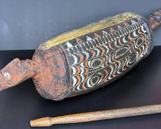 CARVED WOODEN GARAMUT DRUM NEW GUINEA