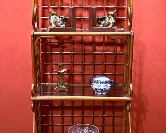 1970s Rattan Bakers Rack