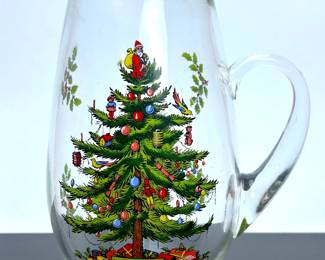VINTAGE SPODE CHRISTMAS TREE GLASS PITCHER