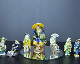 CHINESE TERRACOTTA MUD MEN FIGURINES