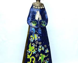 Vintage tall paper-mâché  candle holder possibly by Ruiz of Mexico