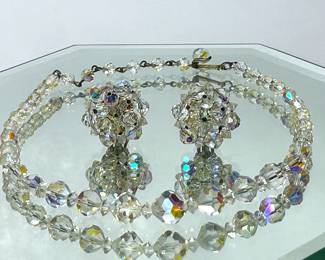 Aurora Borealis Crystal Necklace & Earrings