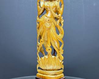 VINTAGE HINDU LAKSHMI CULTURE WOODEN FIGURE