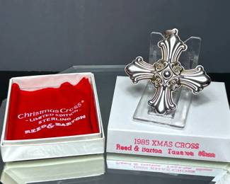 REED & BARTON STERLING SILVER 1985 CHRISTMAS CROSS ORNAMENT