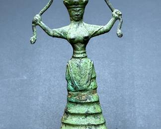 CAST IRON STATUETTE OF THE SNAKE GODESS OF CRETE