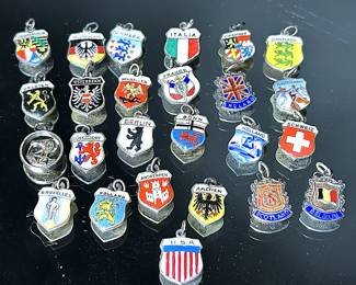 VINTAGE SILVER & ENAMEL CHARMS 