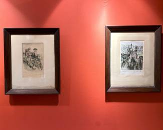 Antique framed German Engravings by Paul Geissler 
