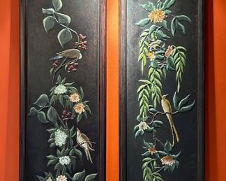 Vintage  hand painted panels by artist Lucien Leinfelder (1932-2018)