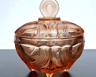 ART DECO GLASS VANITY COVERED JAR
