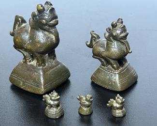 ANTIQUE CHINESE BRASS OPIUM WEIGHTS 