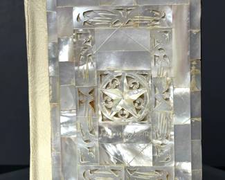 BEAUTIFUL CARVED MOTHER OF PEARL RED LETTER BIBLE 