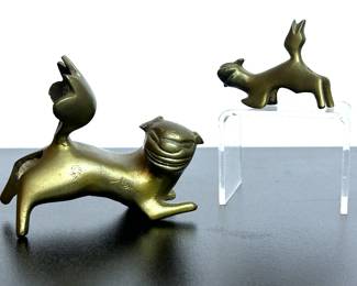 VINTAGE CHINESE BRASS FOO DOG FIGURINES