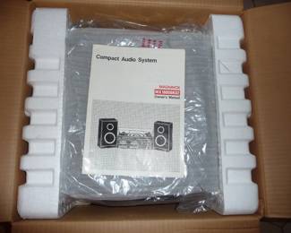 Compact Audio System in box speakers, turntable