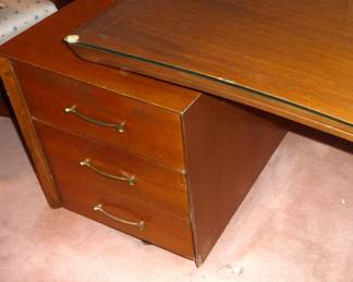 mid-century desk glass on the top excellent condition