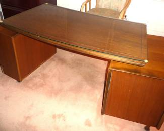 mid- century desk length 44"across 24" full length with end pieces 55"
