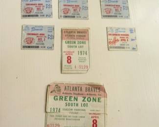 Braves 1970s ticket stubs