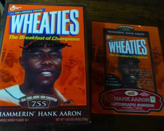 Hank Aaron signed wheaties box