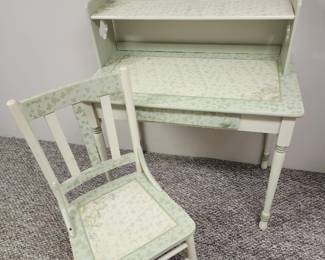 Vintage Ivy stencil hutch, desk and chair set