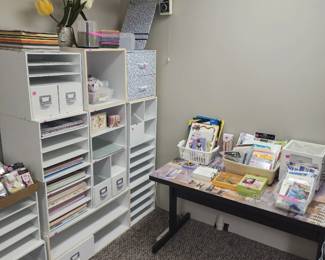 Shelves and crafting, including scrapbook paper