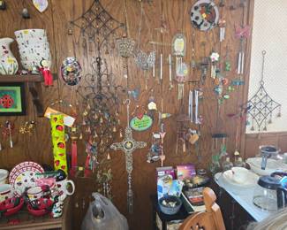 Hanging wind chimes of every size.