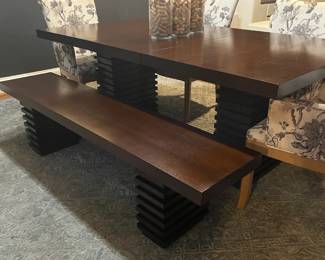 Mahogany dining table w/ matching bench