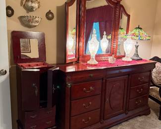 Standing jewelry cabinet large dresser with mirror 
