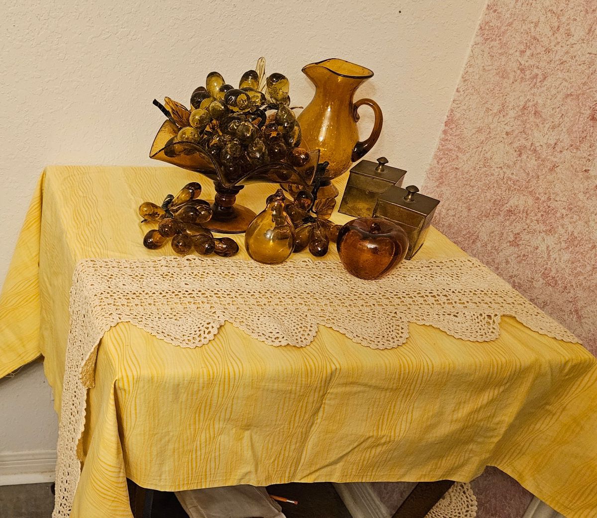 Mid-century modern amber hand-blown art glass