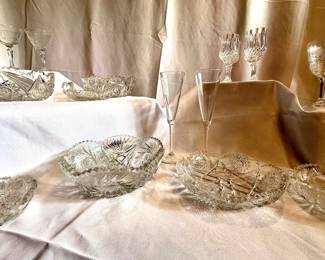 Large selection of cut glass and crystal stemware