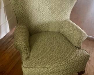 High back upholstered wing chair