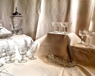 Lots of crystal and cut glass. 