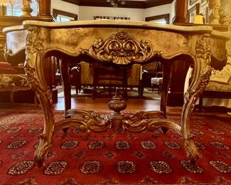 Gilded marble top entry table