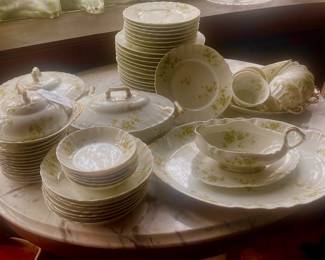 Set of cream ware porcelain China serving pieces