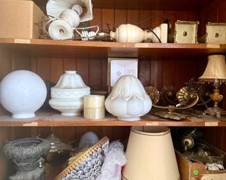 Large assortment of lighting fixtures and parts.