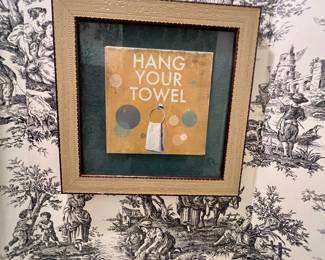 framed "Hang Your Towel" decorative wall art print by artist Drako Fontaine