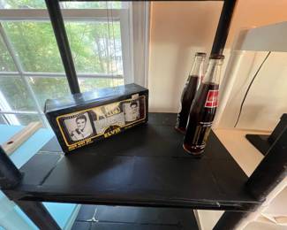 1998 commemorative Elvis Presley Graceland Coca-Cola glass bottle alongside an Elvis hot cocoa mug gift set