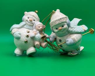 2 Porcelain Ornaments Lenox Snowlight