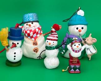  5 Mixed Lot of Snowman Ornaments