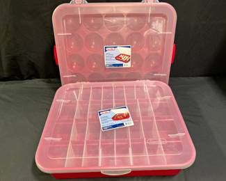 2 Sterilite Adjustable Ornament Storage Cases
