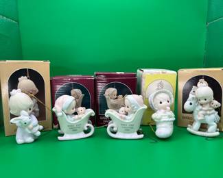 5 Precious Moments Holiday Ornnaments