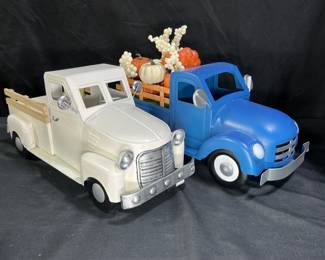 2 Large Decorative Metal Trucks Farm Decor