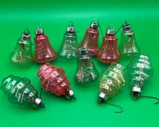  11 mid-century mercury glass bell Tinsel Ornaments