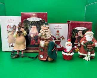 4 Keepsake Santa Ornaments in Original Boxes