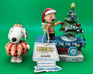 2 Jim Shore Holiday Peanuts Resin Collectibles