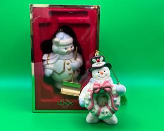  2 Lenox porcelain snowman Christmas ornament's