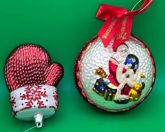 2 Blown Glass Christmas Ornament's