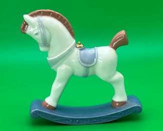 Vintage Lladró porcelain rocking horse ornament