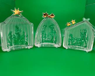 3 MIKASA Crystal Nativity Scene Scrulptures