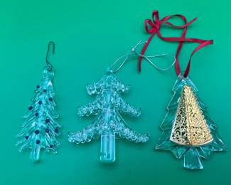 3 Glass Christmas Tree Decorative Ornaments